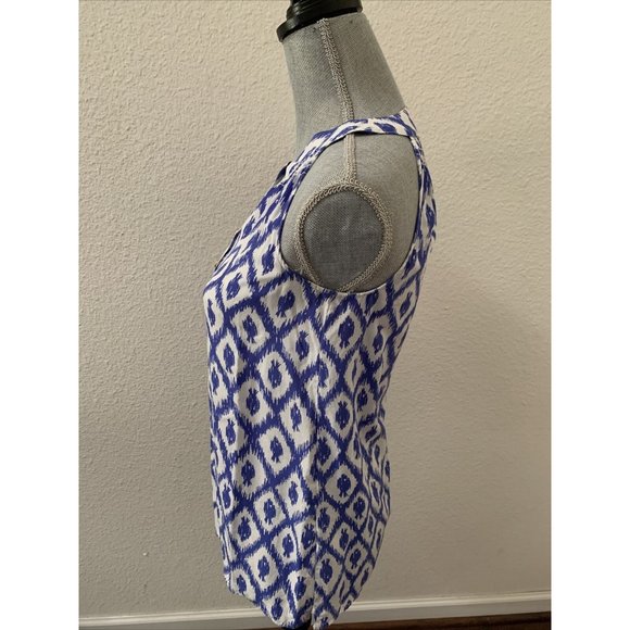 Lilly Pulitzer 100% Silk Top XXS Blue White Sleeveless Beautiful Buttons RARE - Picture 4 of 7